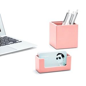 POPPIN Blush Pink Acrylic Business Card Holder